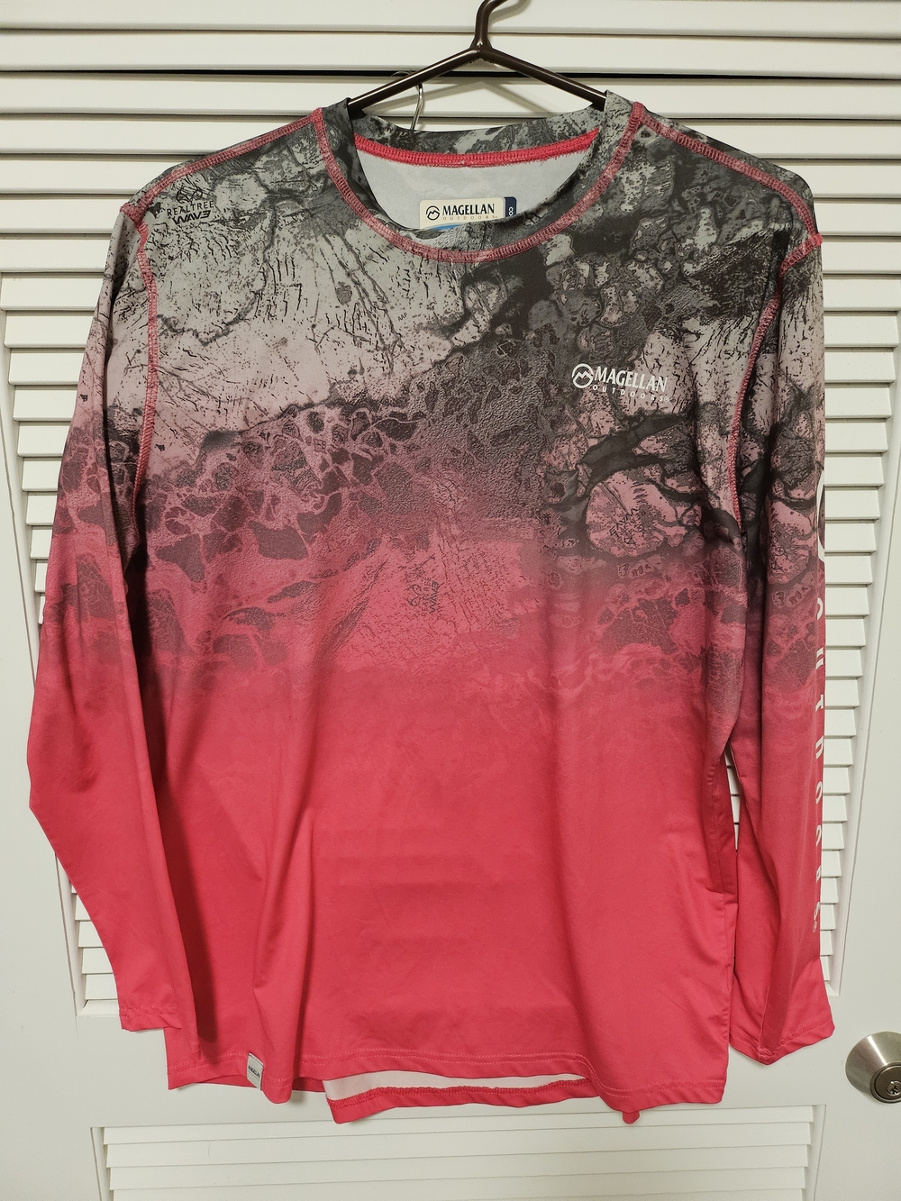 Magellan Outdoors Long Sleeve Performance Tee - Pink & Gray Gradient